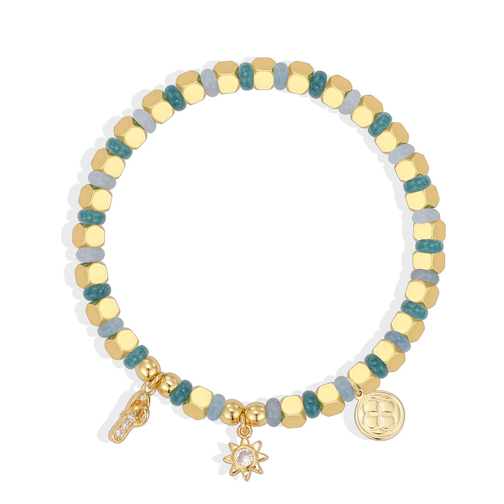 B0303 Bohemian Sunflower Bracelet Ocean Vacation Fashion Chalcedony Stone Beads