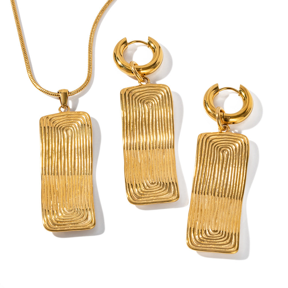 2H New Style Necklace 18K Gold Stainless Steel Threaded Rectangle Pendant Necklace Necklace Women's Jewelry