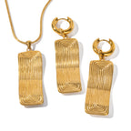 2H New Style Necklace 18K Gold Stainless Steel Threaded Rectangle Pendant Necklace Necklace Women's Jewelry