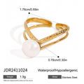 Freshwater Pearl Stainless Steel Gold-Plated Ring — close-up detail — jewelry finish and design detail