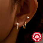 S925Pure Silver Classic Hoop Earrings High-End Women's Earring Set Hot-Selling Minimalist Style Earrings