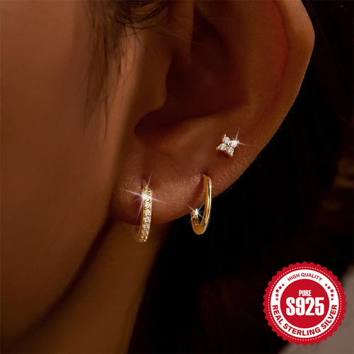 Classic 925 Sterling Silver Hoop Earring Set — side profile