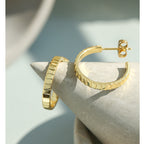 925Hypoallergenic Silver Needle Earrings Exaggerated Metal Round Hoop Earrings Gear Small Chanel Style Simple Hoop Earrings