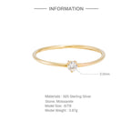 Authentic D Moissanite Diamond Ring0.1Classic Three-Prong S925Sterling Silver Plated18k Gold Proposal Ring for Women