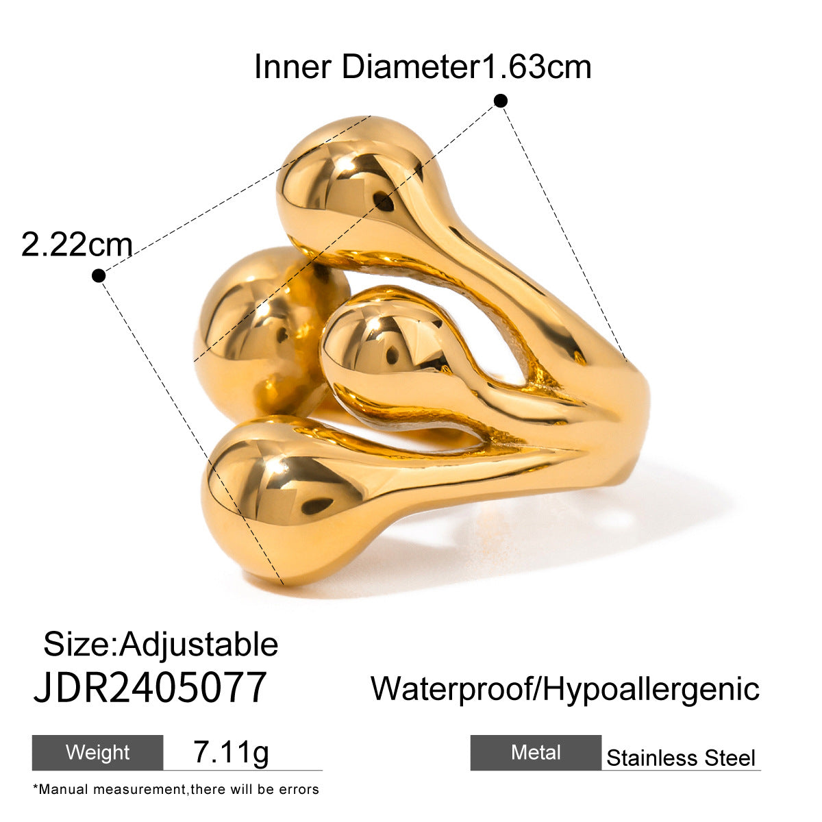 Stainless Steel Gold Ring18k Gold-plated jewelry does not fade rings