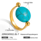 Blue Turquoise Ring Non-Fading Jewelry Stainless Steel Bracelet Accessories