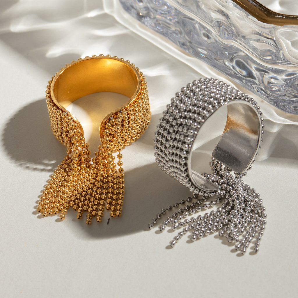 Stainless Steel Tassel Open Ring rings