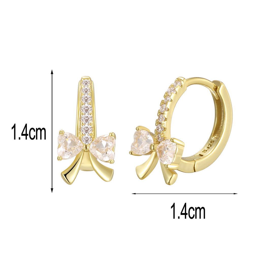 SE0333 S925Silver Earrings Zircon Bow Earrings Design Earrings