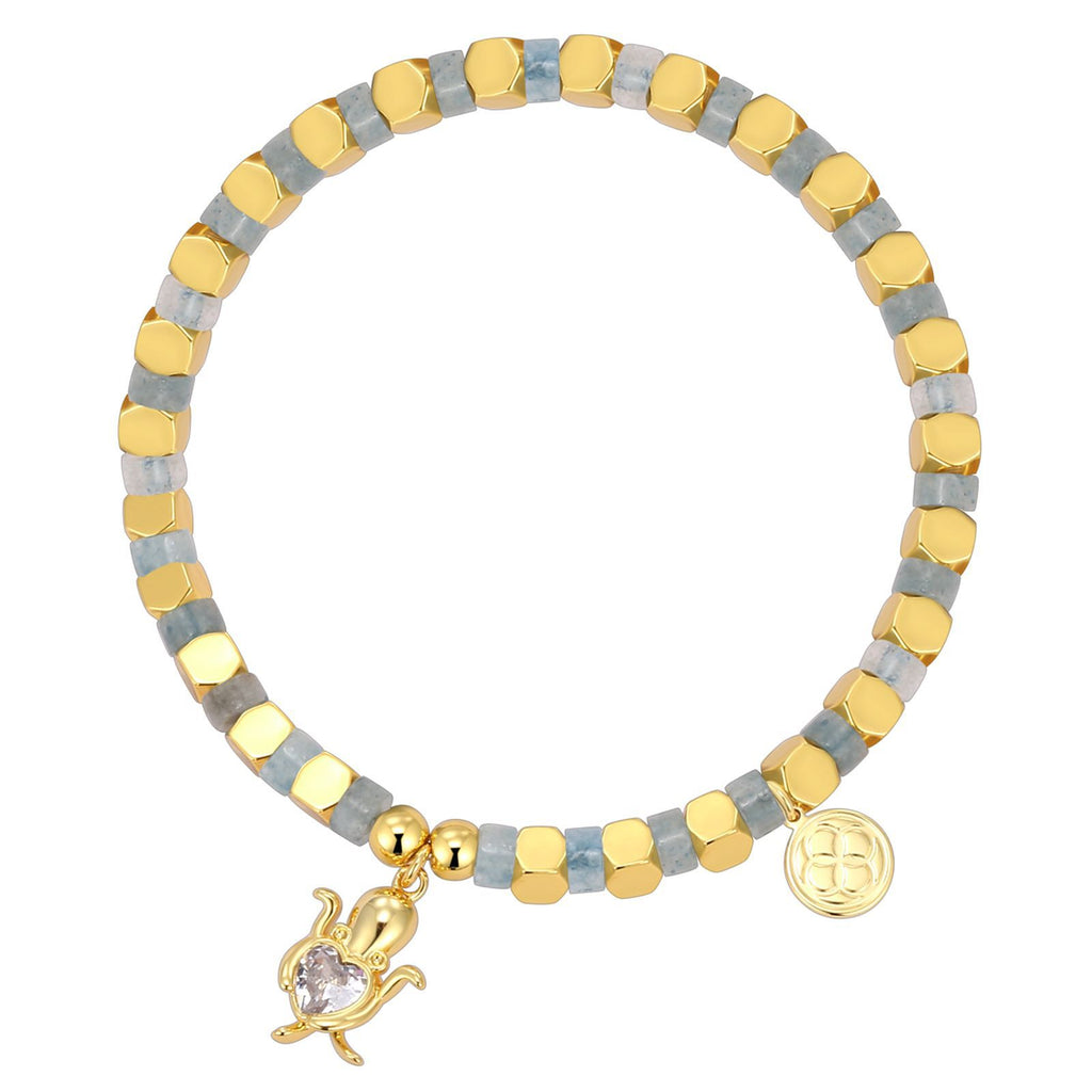 B0245 Copper plating14k Gold Heart Zircon Fashion Beaded Vacation New Bracelet