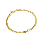 B0064Copper Inlaid Zirconia Gold-Plated Cuban Chain Bracelet for Women Classic Basic Single Diamond Simple