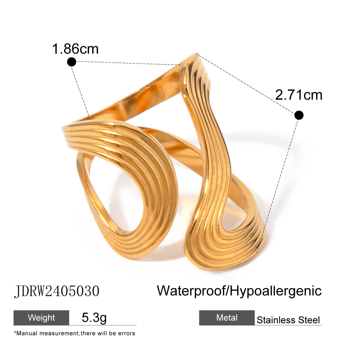 Exaggerated Irregular Stainless Steel Ring rings Female