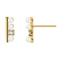 Gold-Plated Brass Shell Pearl Earrings — Minimal Edit with gold-tone brass construction — jewelry finish and design detail