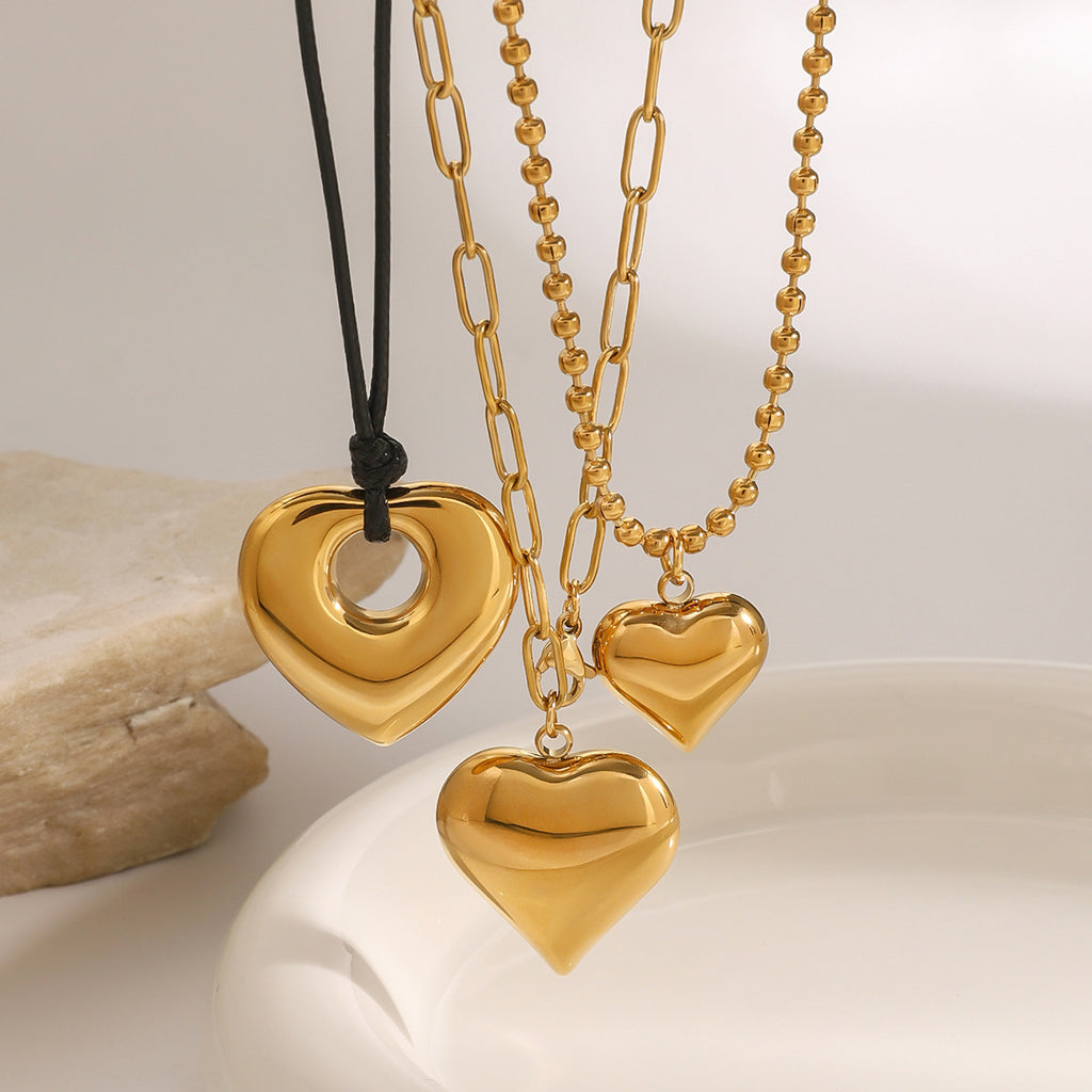 Stainless Steel Heart Pendant Necklace Collarbone Chain Jewelry necklace