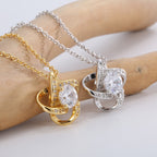 CYN0229 Eternal Heart Copper Necklace for Women with Design Sense Lucky Four-Leaf Clover Necklace