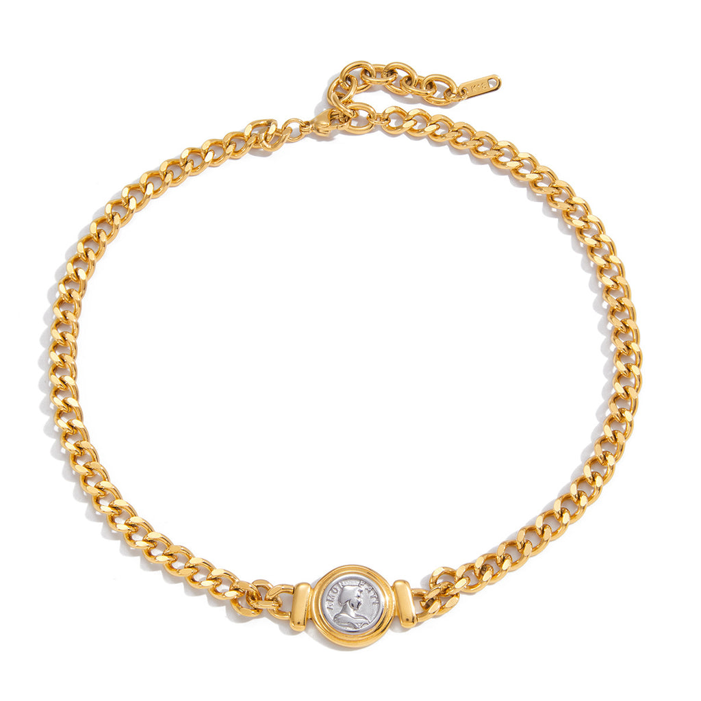 Coin Necklace Retro Collarbone Chain18k Stainless Steel Jewelry