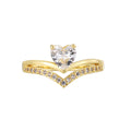 Gold-Plated Cubic Zirconia Heart Layered Ring — surface finish detail