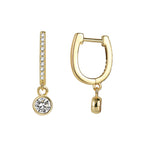 E0405 Minimalist Retro Autumn Winter Earrings for Women Brass Gold Plated U Micro-inlaid Zirconia Style Earrings