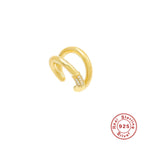 S25Sterling Silver Three-Layer Round Bead Double-Layer Inlaid Diamond Ear Clip Non-Pierced Ear Cuff Ear Jewelry Cool Minimalist Style Earrings