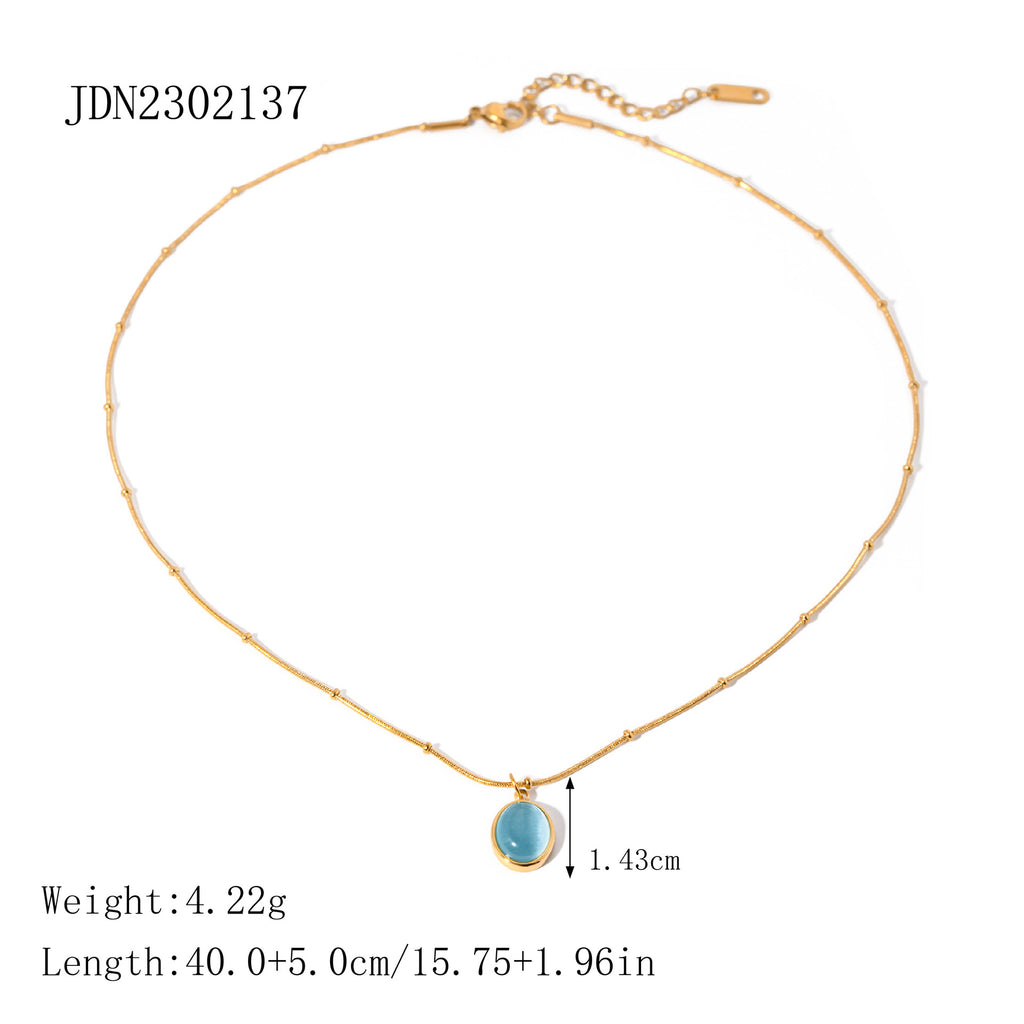 Pearl Necklace Tiger Eye Stone Collarbone Chain Non-Fading Jewelry Stainless Steel Accessories for Women