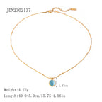 Pearl Necklace Tiger Eye Stone Collarbone Chain Non-Fading Jewelry Stainless Steel Accessories for Women