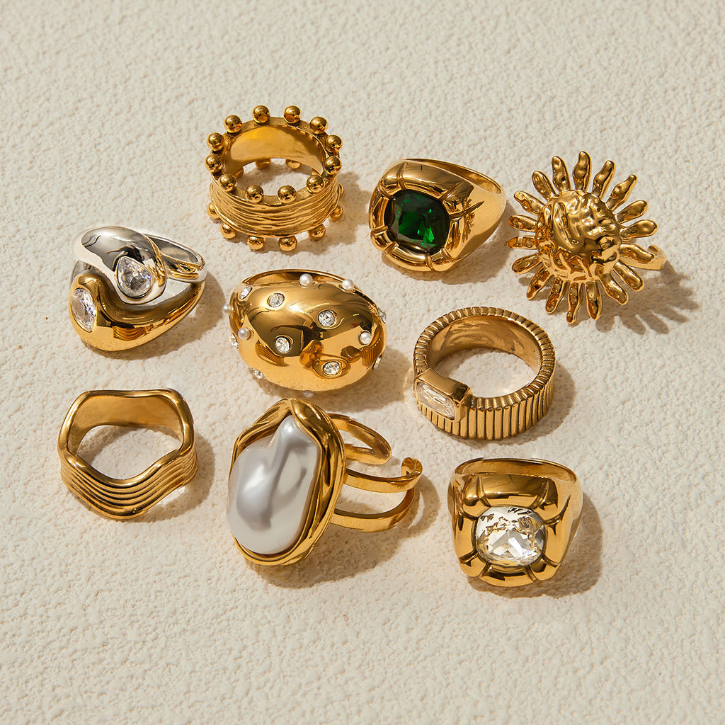 2H Pearl Ring Non-Fading Jewelry Accessories Stainless Steel rings