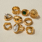 2H Pearl Ring Non-Fading Jewelry Accessories Stainless Steel rings