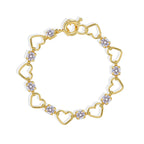 B0188 Fashion Hollow Heart Bracelet for Women Copper Gold Plated Zircon Heart
