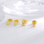 E0795 Compact Round Flat Lace Pyramid Earring Set for Women gold Simple Earrings