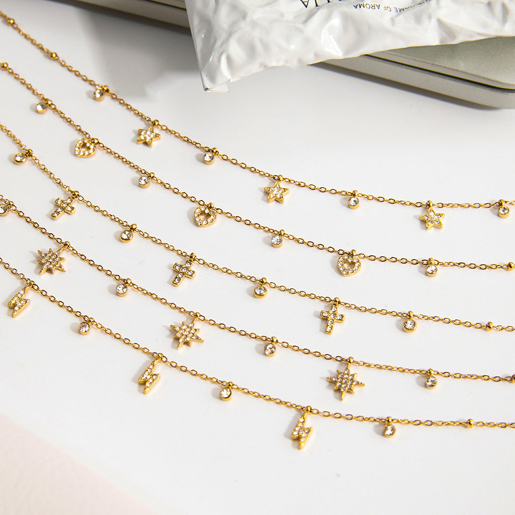 Zircon Necklace Women's Collarbone Chain Non-Fading Stainless Steel Jewelry