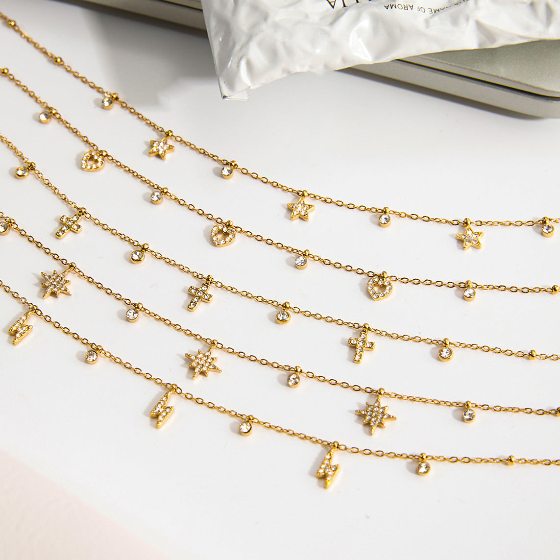 Zircon Necklace Women's Collarbone Chain Non-Fading Stainless Steel Jewelry