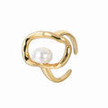 Gold-Plated Shell Pearl Adjustable Ring — surface finish detail