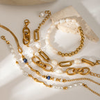 Stainless Steel Jewelry Non-Fading Pearl Bracelet Gold Plated