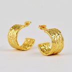 E0649 Fashion Exaggerated Design Earrings for Women with Irregular Concave Design C Font Style Earrings