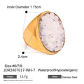 Gold-Plated Stone Sculptural Statement Stainless Steel Ring — close-up detail — jewelry finish and design detail