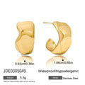 Geometric Gold-Plated Stainless Steel Stud Earrings — Refined Profile — alternate product view — jewelry finish and design detail