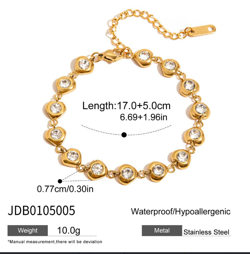 Zircon Bracelet Non-Fading Bracelet18K Gold Stainless Steel Jewelry