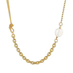 N0218 Simple Design O Word Chain Clavicle Chain Female Brass Gold Plated fashion retro Shell Bead Necklace