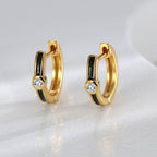 Gold-Plated Brass Vintage-Inspired White CZ Hoop Earrings with cubic zirconia design details