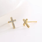 E0754 Retro Fashion Design Earrings for Women Hot Sale Cross Zirconia Stud Earrings