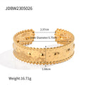 Open Profile Cuff Stainless Steel Bracelet in Gold-Plated with Adjustable Detail — product styling — jewelry finish and design detail