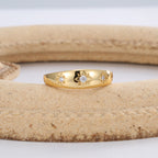 R0153 Japanese and Korean Minimalist Design Hexagram Zirconia Ring for Women Brass Gold Plated Cool Style