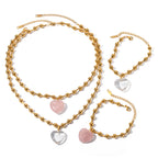 Fashionable Stainless Steel Transparent Glass Crystal18K Gold Transparent Love Ball Necklace