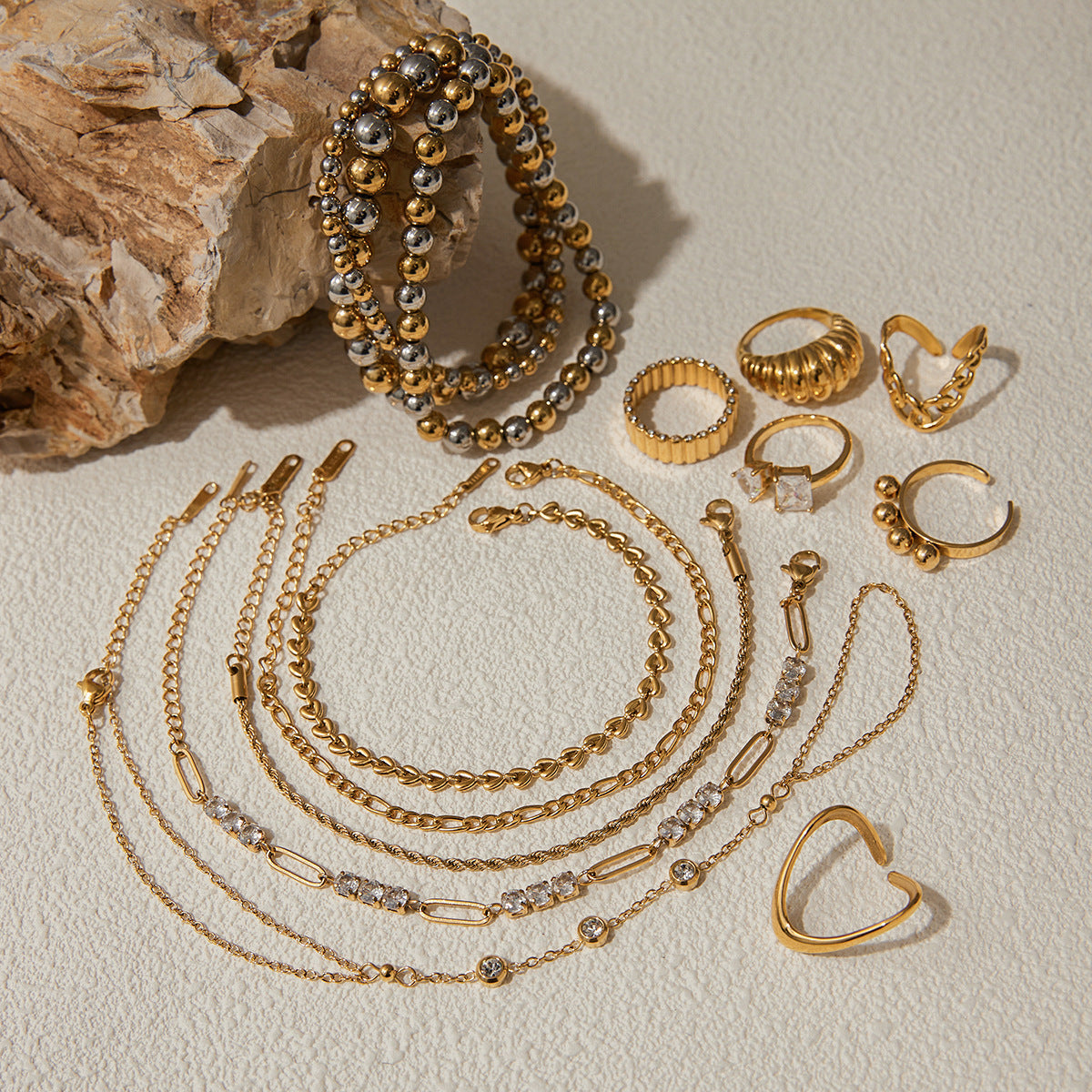 Zircon Bracelet18K Gold Stainless Steel Bracelet Women's Ring Women's Non-Fading