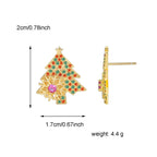 E0543 Fashion Christmas Jewelry Zircon Earrings for Women Brass Gold-Plated Exquisite Christmas Tree Snowflake Stud Earrings