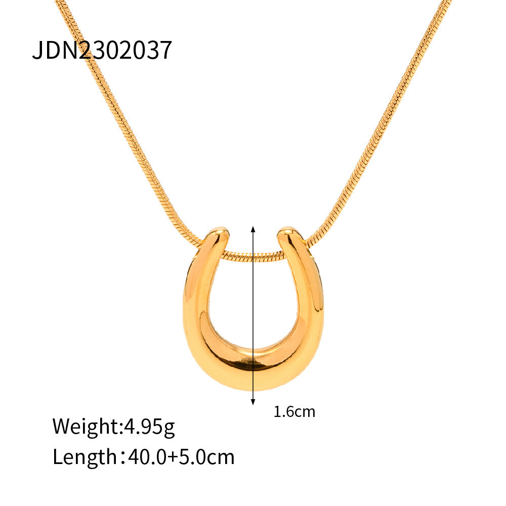Stainless Steel Necklace18K Gold Pendant Necklace Women's Trendy Versatile Necklace Jewelry