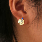SE0249 Fashion Round Disc Star and Moon Earrings Simple Retro Earrings