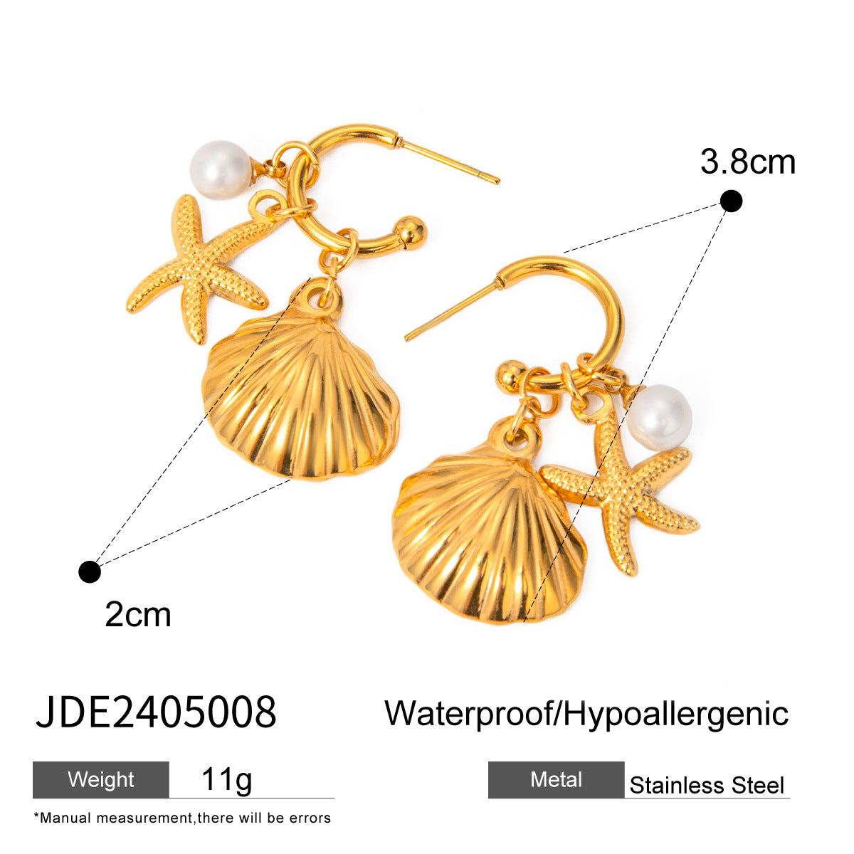 Gold-plated Earrings Beach Vacation Earrings Stainless Steel Jewelry