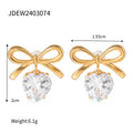 18K Gold-Tone Bow Cubic Zirconia Stainless Steel Necklace featuring cubic zirconia and a gold-tone finish
