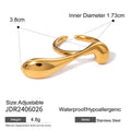18K Gold-Tone Teardrop Minimalist Open Stainless Steel Ring styled for independent jewelry boutiques
