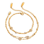 Rhinestone Double Layer Bracelet Jewelry Non-Fading Stainless Steel Jewelry for Women